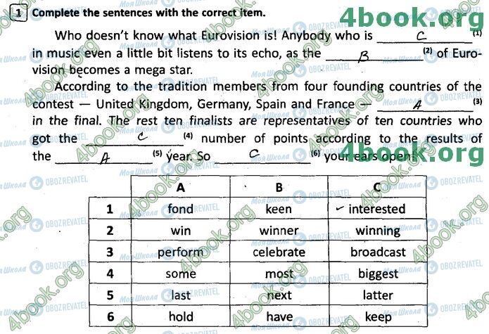 ГДЗ Англійська мова 8 клас сторінка В1 (1)